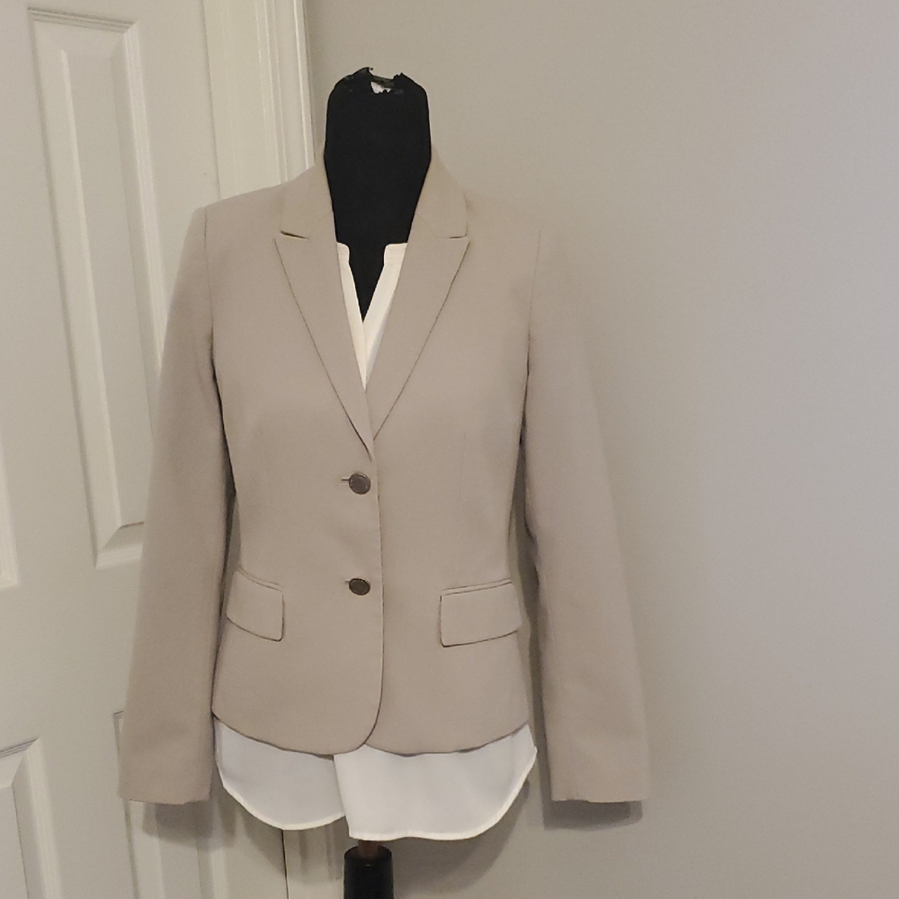Calvin Klein Taupe Womens Two-Button Blazer
